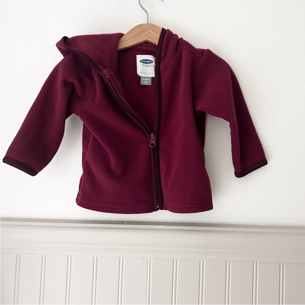 Old Navy Kids Maroon Fleece Hoodie 12-18 Months